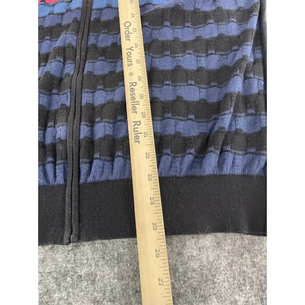 Cutter Buck Sweater Womens Large Black Full Zip Striped Pullover Shirt N241